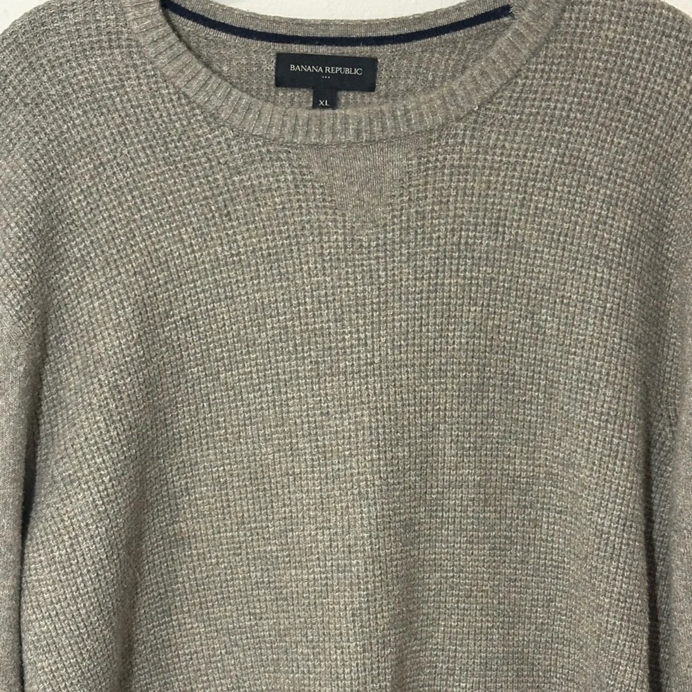 Banana Republic Men’s Gray Knit Sweater XL | Cotton Blend Crewneck Pullover